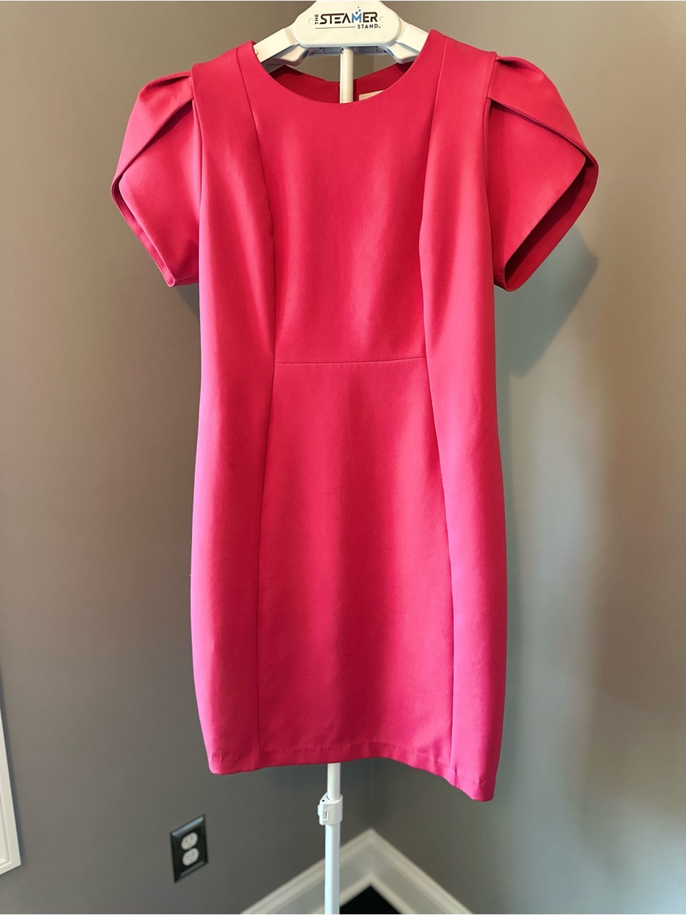 Liverpool Los Angeles Pink Puff Tulip Sleeve Midi Sheath Dress - Picture 4 of 6